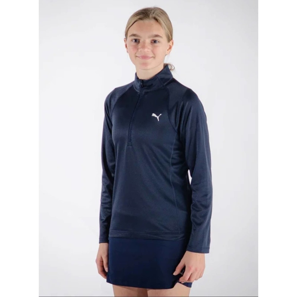 Puma Girls Small Drycell Quarter Zip Golf Top Blue NWT